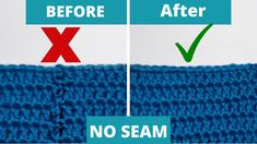 the before and after photo shows how to crochet an afghan stitch with no seams