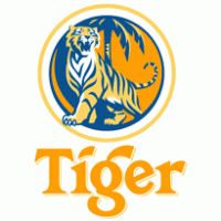 the tiger logo is shown in an orange and blue circle with palm trees behind it