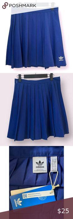 Adidas High Waist Royal Blue Pleated Skirt Activewear 6 NWT Royal Blue Pleated Skirt, Sporty Skirt, Blue Pleated Skirt, Adidas High, Athleisure Women, Adidas Pants, Ladies Golf, Pleated Skirt