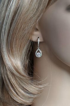 Delicate Handmade Cubic Zirconia CZ Teardrop Dangle Bridal Earrings, Bridal, Wedding (Sparkle-2279) Hanging Diamond Earrings, Diamond Earing Designs Unique, Diamond Hanging Earrings, Jewellery Video, Pink Chandelier, Bride Jewelry Set, Wedding Studs, Diamond Jewelry Set, Jewelry Photography Styling