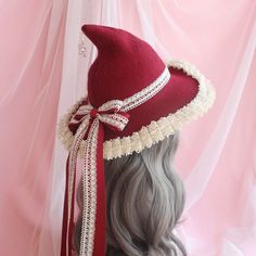 Price for a hat only. Red Witch Hat, White Witch Hat, Hat Cosplay, Red Witch, Magic Hat, Halloween Witch Hat, Witch Costume, Ultraviolet Rays, Lace Bows