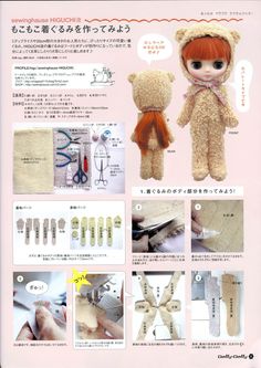 an instruction manual for making stuffed animals with scissors and knitting needles, including instructions on how to make teddy bears