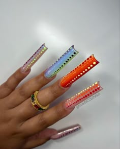 Celebrity Nails, Hippie Nails, Long Acrylic Nail Designs, Drip Nails, Colored Acrylic Nails, Dope Nail Designs, Exotic Nails, Long Acrylic Nails Coffin, Long Square Acrylic Nails