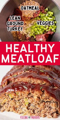 healthy meatloaf recipe with text overlay