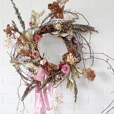 Copy of Spring Door Wreath, Pink Peony and Rose Decor, Mother's Day Gift - Ash & Hart Dried Floral Wreath, Dried Floral Wreaths, Roses And Hydrangeas, Cottage Wreath, Hanging Ideas, Preserved Roses, Beauty Natural, Natural Design, Valentine Day Wreaths