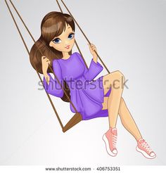 woman in purple dress sitting on a swing