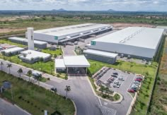 an aerial view of a large industrial building