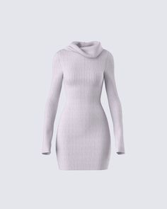 There's nothing better than a look thats both cozy, and chic 😍 Complete with a cowl neck and mini length - this subtle yet sexy grey sweater dress is giving the best of both worlds 👏 Fall Mini Skirt Outfit, Fall Mini Skirt, Winter Date Outfits, Dress Reference, Faux Fur Trim Coat, High Waist Sports Leggings, Cowl Neck Sweater Dress, Long Sleeve Outfits, Grey Sweater Dress