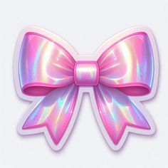 a pink bow with iridescent colors on it