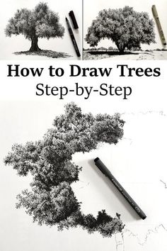 how to draw trees step by step