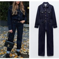 Questions? Leave A Comment Below! Brand New With Tag. Size S Chic Dark Wash Jumpsuits And Rompers With Pockets, Blue Denim Long Sleeve Jumpsuits And Rompers, Chic Denim Blue Jumpsuits And Rompers With Pockets, Blue Long Sleeve Denim Jumpsuits And Rompers, Denim Blue Straight Leg Jumpsuits For Work, Blue Straight Leg Overalls For Fall, Denim Blue High Waist Jumpsuits For Work, Fall Blue Denim Jumpsuits And Rompers, Blue Denim Jumpsuits And Rompers For Fall