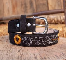 -Silver etched buckle -Floral embroidery -Suede leather -COLOR BLACK Western Black Embroidered Belt, Black Western Style Embroidered Belt, Black Adjustable Belt For Rodeo, Adjustable Black Belt For Rodeo, Western Wear Outfits, Cowgirl Cowboy, Western Cowgirls, Western Cowgirl, Cow Boy