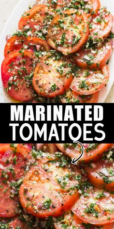 marinated tomatoes salad in plate Healthy Simple Side Dishes, Sliced Tomatoes, Fresh Tomato Recipes, Tomato Salad Recipes, Salad Pasta, Side Dishes Recipes