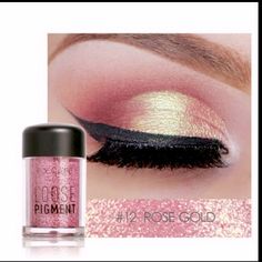 Host Pick Gives Your Eyes Extra Sparkle & Dimensions With A Highly Pigmented Smooth Soft Rose Gold Metallic Smooth Texture! New In Box Color: #12 Rose Gold Net Weight: 4.5g/.15oz Eyeshadow Loose Pigment Pink Gold Iridescent Gold Eye Shadow, Rose Gold Eyeshadow, High Pigment Eyeshadow, Waterproof Eyeshadow, Birthday Makeup, Loose Pigments