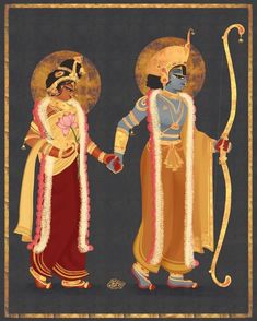 Sita Ram Illustration, Indian God Illustration, Ram Sita Wedding, Sita Ram Images, Rama Painting, Rama God, Ram Art, Bala Ji, Sita Rama