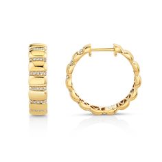 A throwback design brought current with contemporary details. The ORB Ribbed Huggies are at the same time intricate and effortless. Perfectly set rows of tiny pavé diamonds punctuate the space where each tiny golden bump joins to the next. A must have for the fashion forward MM fan! SKU #ER529 6mm x 25mm hoop earring 70pc 1.0mm G/H SI1 round pav é set diamonds 0.35ctw 14k yellow or white gold The Orb, Italian Charm Bracelet, Jewelry Bags, Pave Diamonds, Bump, The Fashion, Fashion Forward, The Next, Hoop Earrings