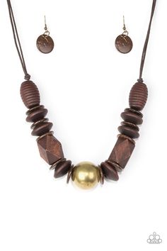 Grand Turks, Grand Turk, Wooden Bead Necklaces, Wooden Necklace, Wood Necklace, Paparazzi Accessories, Brass Necklace, Paparazzi Jewelry, Short Necklace