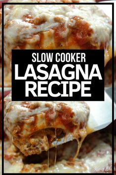 the lasagna casserole is covered in cheese and sauce with a spatula