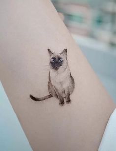 a cat tattoo on the right thigh