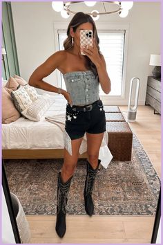 Looking for a simple, yet cute and aesthetic outfit for a Morgan Wallen concert? Click here for some stylish inspiration that will have you standing out in the crowd! Distressed Denim Shorts, Flare Trousers