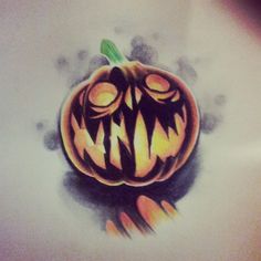 a drawing of a jack o lantern pumpkin