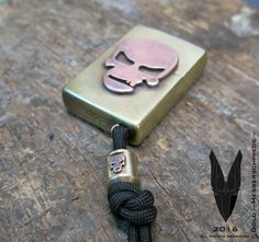 Zippo Brass with copper skull and matching Bead Vintage Lighter, Zippo Lighter, Present Gift, Vintage Lighting, Copper, Personalized Items, Brass