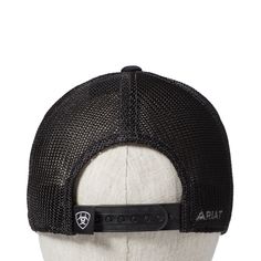 Get all day comfort each time reach for this Ariat cap. It features an offset logo on the brim with contrast stitching and a mesh snap back. Adjustable Flexfit® Technology Ariat logo accent Mesh snap back 63% polyester, 34%, 3% PU spandex | Men's Logo Snapback Cap in Black by Ariat Functional Black Mesh Hat, Black Mesh Baseball Cap With Breathable Mesh, Black Baseball Cap With Breathable Mesh For Sports, Black Mesh Trucker Hat With Curved Visor, Adjustable Black Snapback Hat With Breathable Mesh, Black Breathable Mesh Baseball Cap, Black Breathable Mesh Baseball Cap For Sports, Black Mesh Snapback Hat For Sports, Black Baseball Cap With Mesh Back And Curved Visor