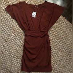 Nwt Free People Rust Color Wrap Dress Size Xs Offers Welcome! Brown Fitted Dress With Tie Waist, Fitted Brown Dress With Tie Waist, Casual Orange Ruched Dress, Brown Short Sleeve Dress With Tie Waist, Casual Orange Tie Waist Dress, Casual Orange Dress With Tie Waist, Casual Orange Tie-waist Dress, Casual Orange Dress For Date Night, Free People Sequin Dress