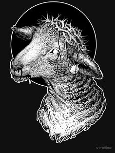 a drawing of a goat with its head in the air