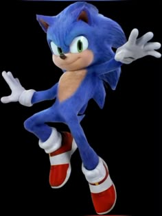 sonic the hedgehog is jumping up in the air