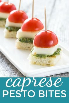 caprese pesto bites are an easy appetizer to serve on the go