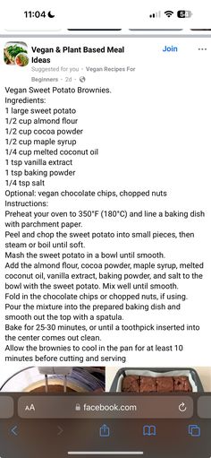 the recipe for vegan and plant - based meal is displayed on an iphone screen