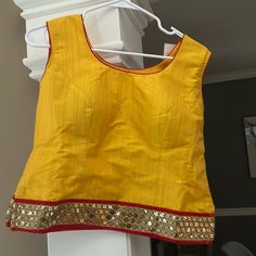 Yellow With Red Piping Border Also Thick Golden Border No Dupatta Only Top And Bottom Top Is Kediya Style Simple But Elegant Tailor Didn’t Made My Size So Trying To Sell It Never Wore Golden Border, My Size, New Outfits, Piping, To Sell, Wedding Dresses, Brand New, Things To Sell, Womens Dresses