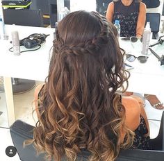 Prom Hair Ideas, Prom Hair Styles, Half Bun Hairstyles, Cute Prom Hairstyles, Hoco Hairstyles, Hairstyles For Layered Hair, Long Hair Wedding Styles