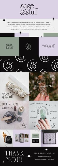 Branding & Logo Design for Sage & Stuff Brand Colour Schemes, Business Graphics, Crystal Logo, Brand Color Palette, Branding Logo Design, Brand Kit, Graphic Design Tips, Business Cards Creative, Brand Board