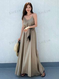 Shein Outfits, Women Maxi, Brown Fashion, Cami Dress, Womens Maxi Dresses, Women Clothing