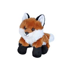 a small stuffed fox sitting on top of a purple and white sign that says ebay