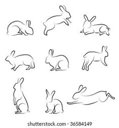 the silhouettes of rabbits on a white background stock photo, images and royalty illustrations