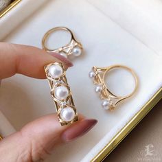 This is an exquisite and delicate ring--the highest quality in world pearl jewelry. Product Information OriginJapan MaterialAkoya Pearl, 18k Gold, and Diamond Dimensions- Pearl Shaped: Round Size: 5-5.5 mm Quality: AAA Nacre: Very Thick Color: White Luster: Aurora Accessories Metal: 3.45 g of 18k Gold Other: 0.04 ct of SI Quality Natural Diamond Pearl Ring Design, Akoya Pearl Ring, Japanese Baby, Pearl Chandelier Earrings, Akoya Pearl Earrings, Saltwater Pearls, Pearl Design, Akoya Pearls, Delicate Rings