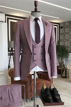 Color: PlumButton: Single BreastedOccasion: Prom, Wedding, BusinessNeckline: Peaked LapelMaterial: Polyester & Polyester BlendPattern: SolidPiece: 3 PiecePocket: With Flap Blazer Waistcoat, Suit For Men Wedding, Best Wedding Suits, Suit Prom, Suit Styles, Stylish Mens Suits, Double Breasted Vest