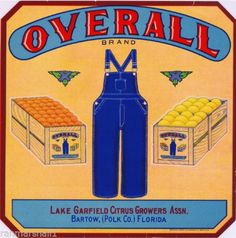 an old advertisement for overall brand, with the image of two men in overalls