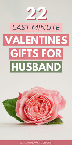 a pink rose with the words 22 last minute valentine's gifts for husband