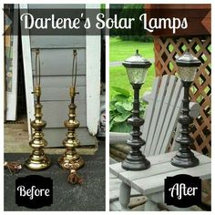 before and after pictures of an outdoor solar lamp