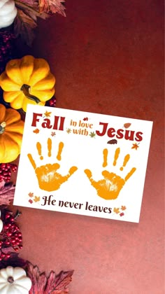 a sticker that says, fall in love with jesus he never leaves on it