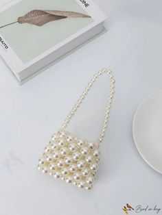 BirdinBag - Pearl Beaded Mini Square Bag Trendy Pouch Bag With Pearl Handle, Beaded Shoulder Bag As Fashion Accessory, Trendy Beaded Shoulder Bag, Everyday Bucket Bag With Pearl Handle, Everyday Use Bucket Bag With Pearl Handle, Everyday Use Bucket Shoulder Bag With Pearl Handle, Square Shopping Bag With Pearl Handle, Daily Use Bucket Shoulder Bag With Pearl Handle, Everyday Bucket Shoulder Bag With Pearl Handle