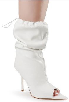 Peep Toe High Heel Dressy BootsPU MaterialComfortable and foot-friendly design. Dressy Boots, Casual Beach Wear, Boots White, Friendly Design, 4 Inch Heels, New Arrival Dress, Shop Swimwear, Summer Shoes, Bottoms Pants