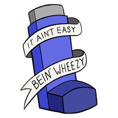 an image of a blue object with ribbon around it that says it can't easy bein'wheezy