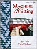 the book machine knitting is shown in red, white and blue plaid fabric with an image of