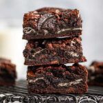 three brownies stacked on top of each other