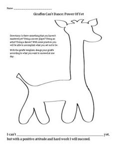 a paper cut out of a giraffe with the words craftivity can't dance